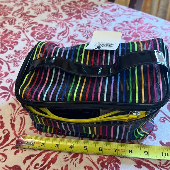 Cosmetic bags bundle of 4 new sheer with rainbow stripes NWT - Picture 1 of 4